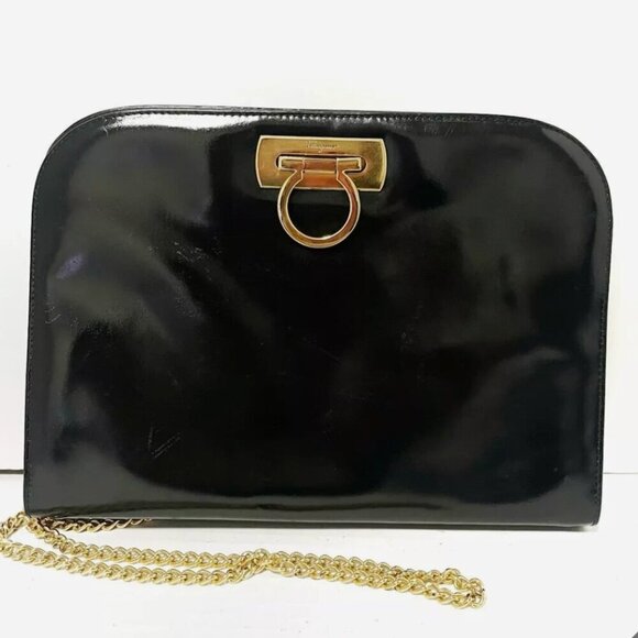 Salvatore Ferragamo Handbags - Salvatore Ferragamo Gancini  Shoulder Bag Black Leather